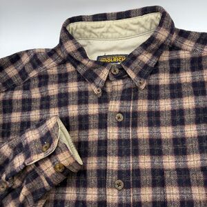 Vintage Woolrich Thick Wool Flannel Shirt Button Down‎ Plaid Outdoor Brown XL